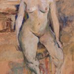 FVR-EV-huile-Femme nue assise sur un tabouret