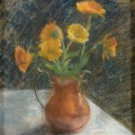 FVR - EV - pastel - bouquet de fleurs dans un pot en cuivre