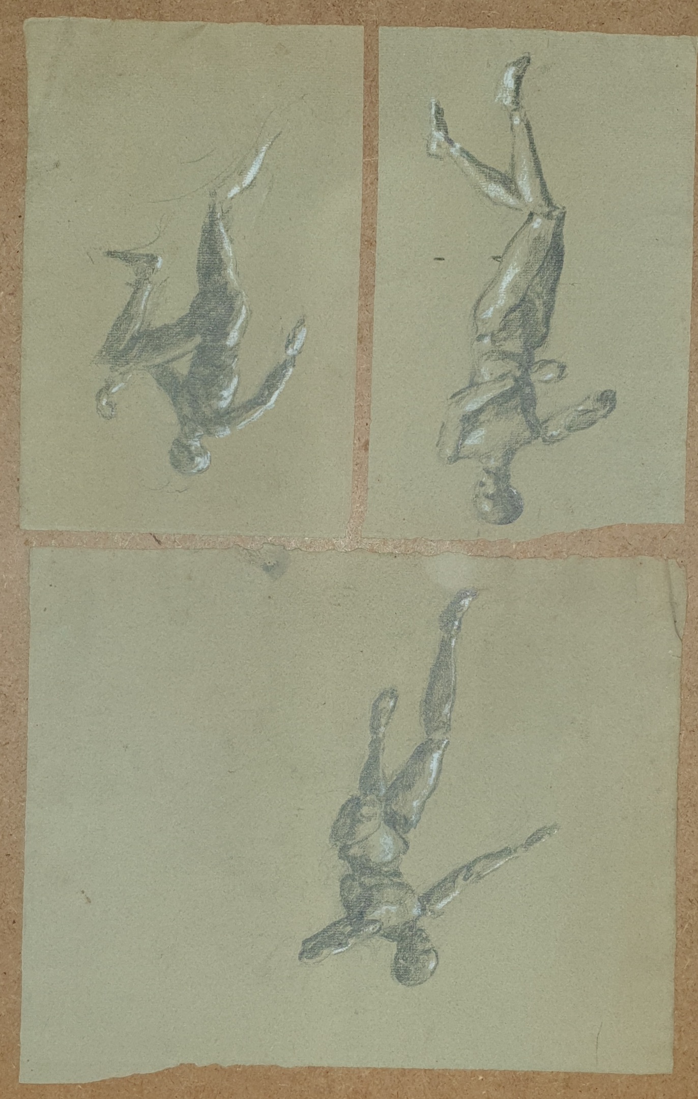 FVR KXR - dessin - recto 3 pantins articules verso femme nue