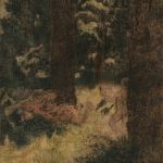 FVR - KXR - huile - Femme allongee et faune sous les arbres