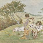 FVR - KXR - huile et colle -Joueur de flute ou Faune jouant de la flute