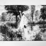 FVR - KXR - litho - deux nymphes au bord d un etang