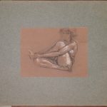 FVR KXR - pastel - femme accroupie se tenant le pied pleine page
