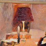 FVR - PR - huile - enfants au bureau-detail lampe