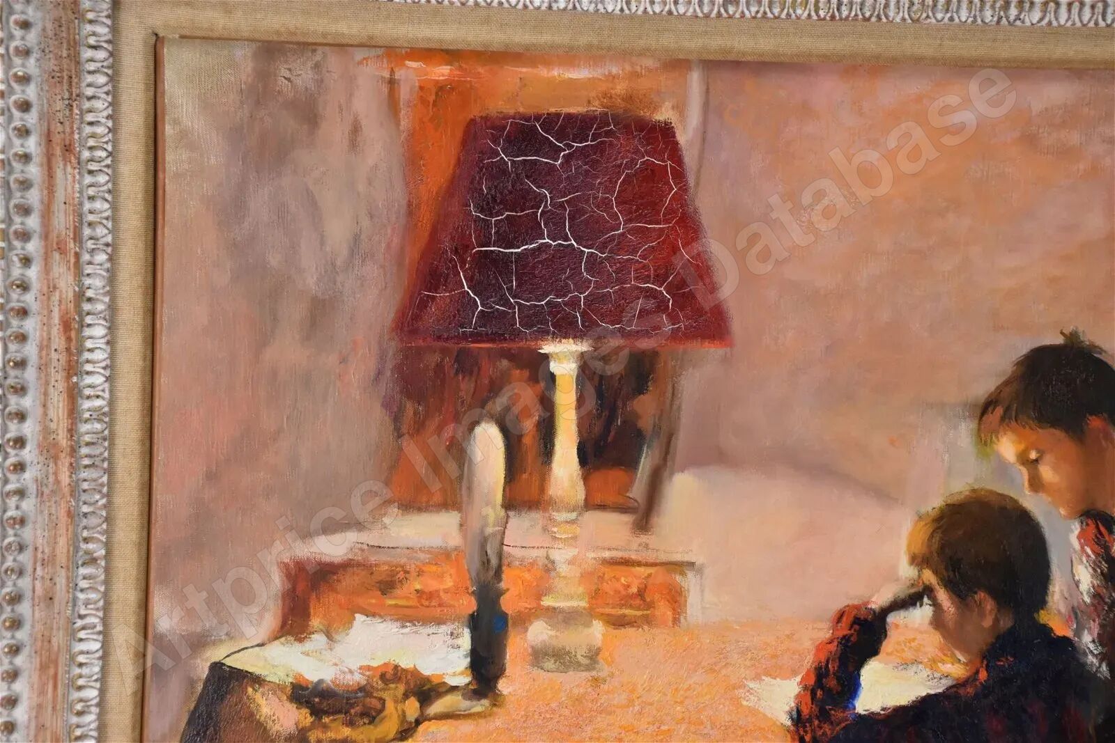 FVR - PR - huile - enfants au bureau-detail lampe