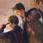FVR - PR - huile - enfants au bureau-detail visages