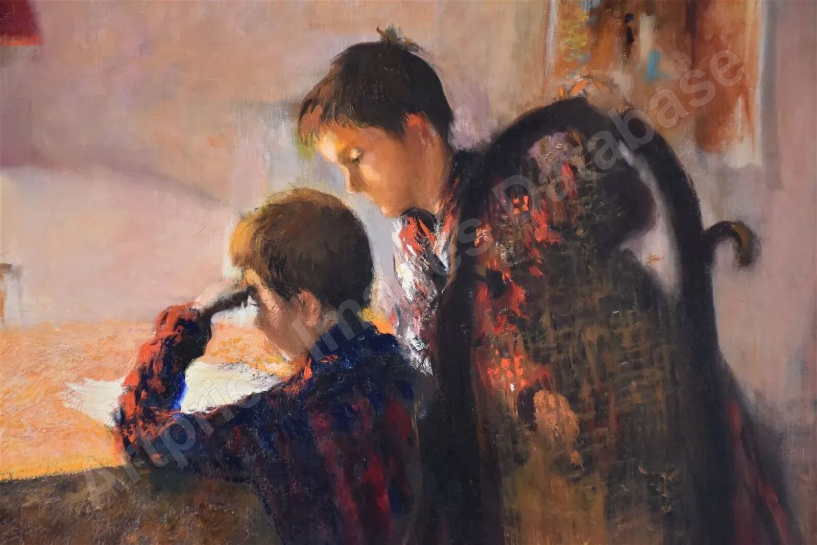 FVR - PR - huile - enfants au bureau-detail visages