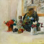 FVR-PR-huile-la palette de Ker Xavier Roussel sur la cheminee dans l atelier