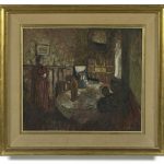 FVR - EV - huile - annette assise entre sa mere et sa grandmere encadre