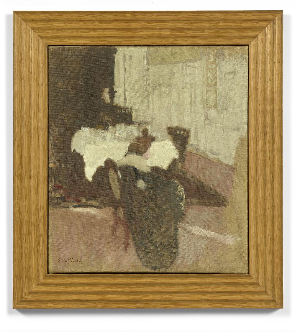 FVR - EV - huile - femme devant une table servie encadre