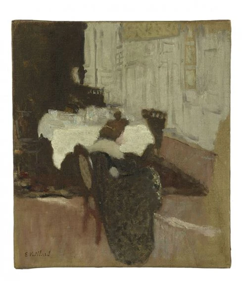 FVR - EV - huile - femme devant une table servie
