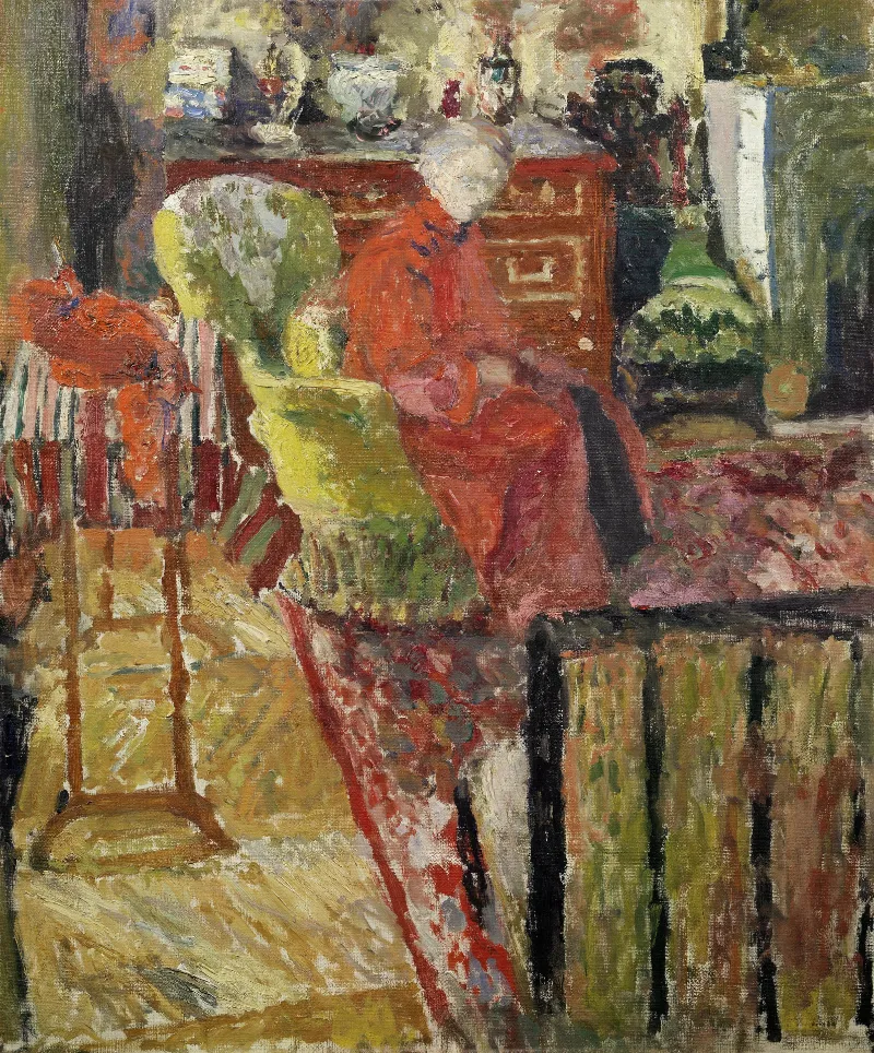 FVR - EV - huile - mme vuillard en peignoir rouge