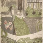 FVR EV - litho - Le jardin devant l atelier rose