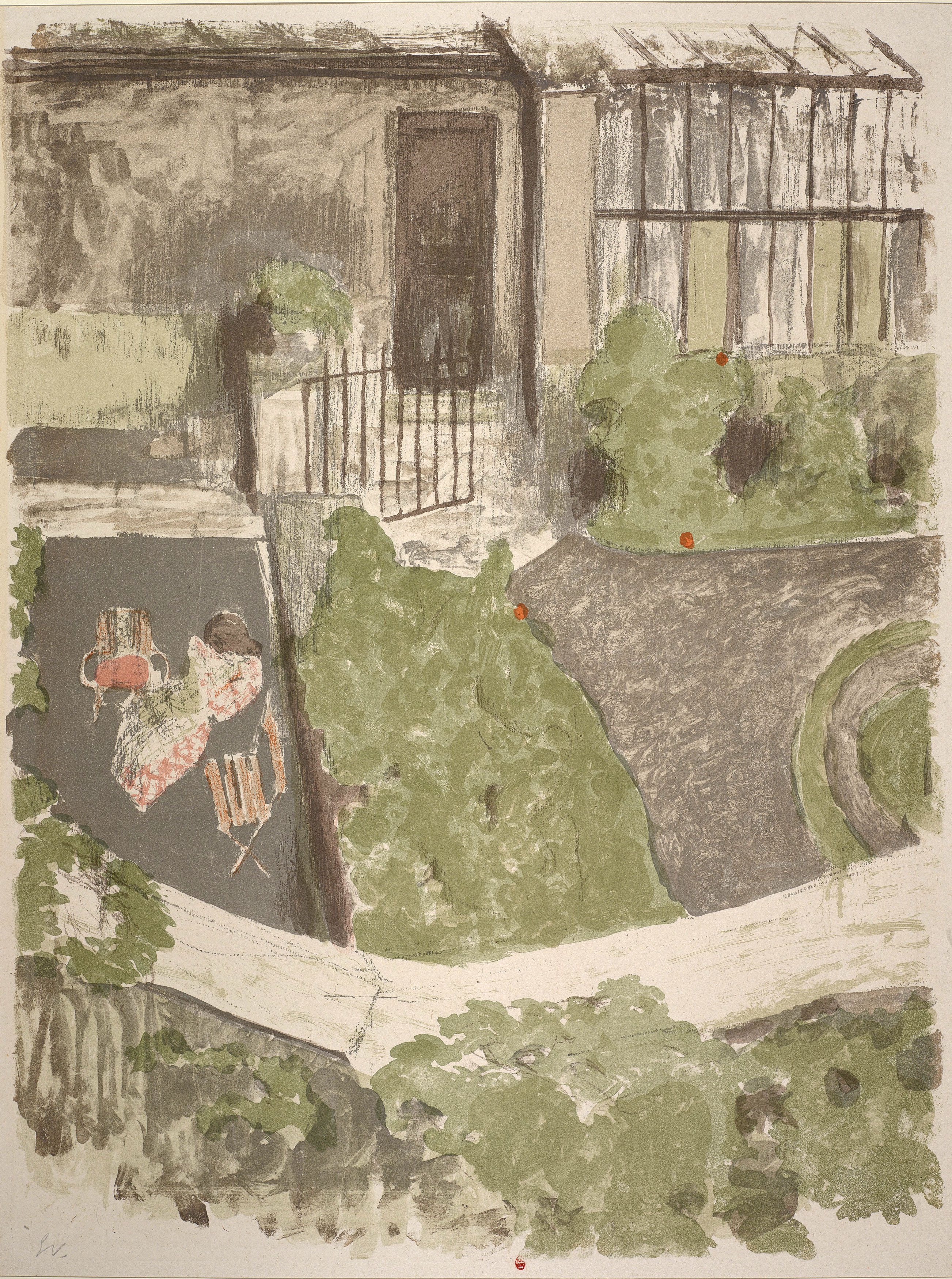 FVR EV - litho - Le jardin devant l atelier rose