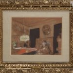 FVR EV - pastel - mme vuillard dans la salle a manger 1915 encadre