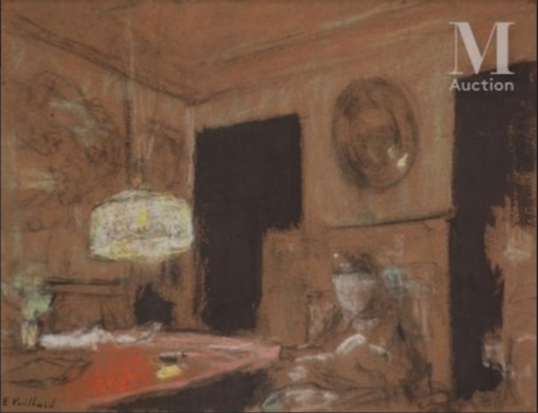 FVR EV - pastel - mme vuillard dans la salle a manger 1915