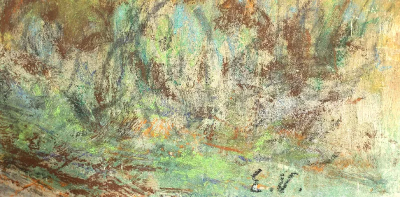 FVR EV - pastel - paysage , un chemin de campagne - signature