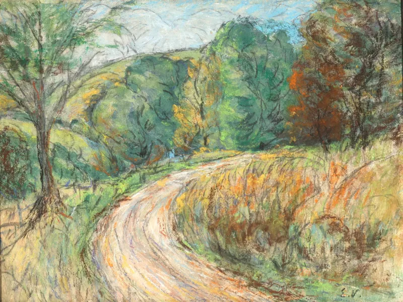 FVR EV - pastel - paysage , un chemin de campagne