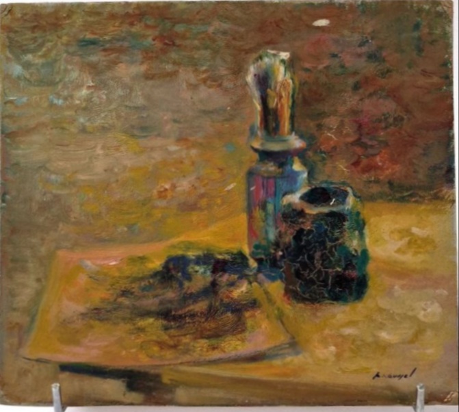 FVR - PR - huile - Nature morte aux pots de couleurs