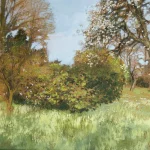 FVR - PR - huile jacannette vue du bas du jardin detail le bosquet
