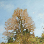 FVR - PR - huile jacannette vue du bas du jardin detail le tilleul