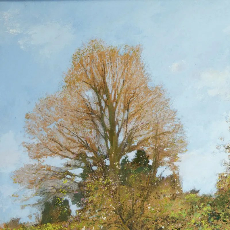 FVR - PR - huile jacannette vue du bas du jardin detail le tilleul