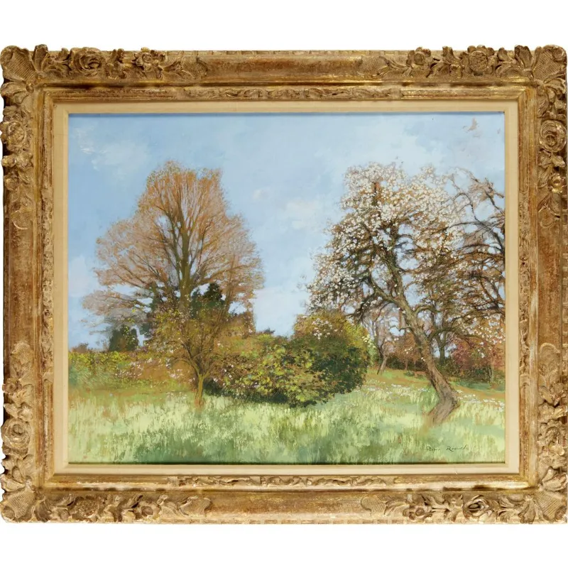 FVR - PR - huile jacannette vue du bas du jardin encadre