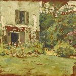 FVR - KXR - huile - A flowering cottage garden