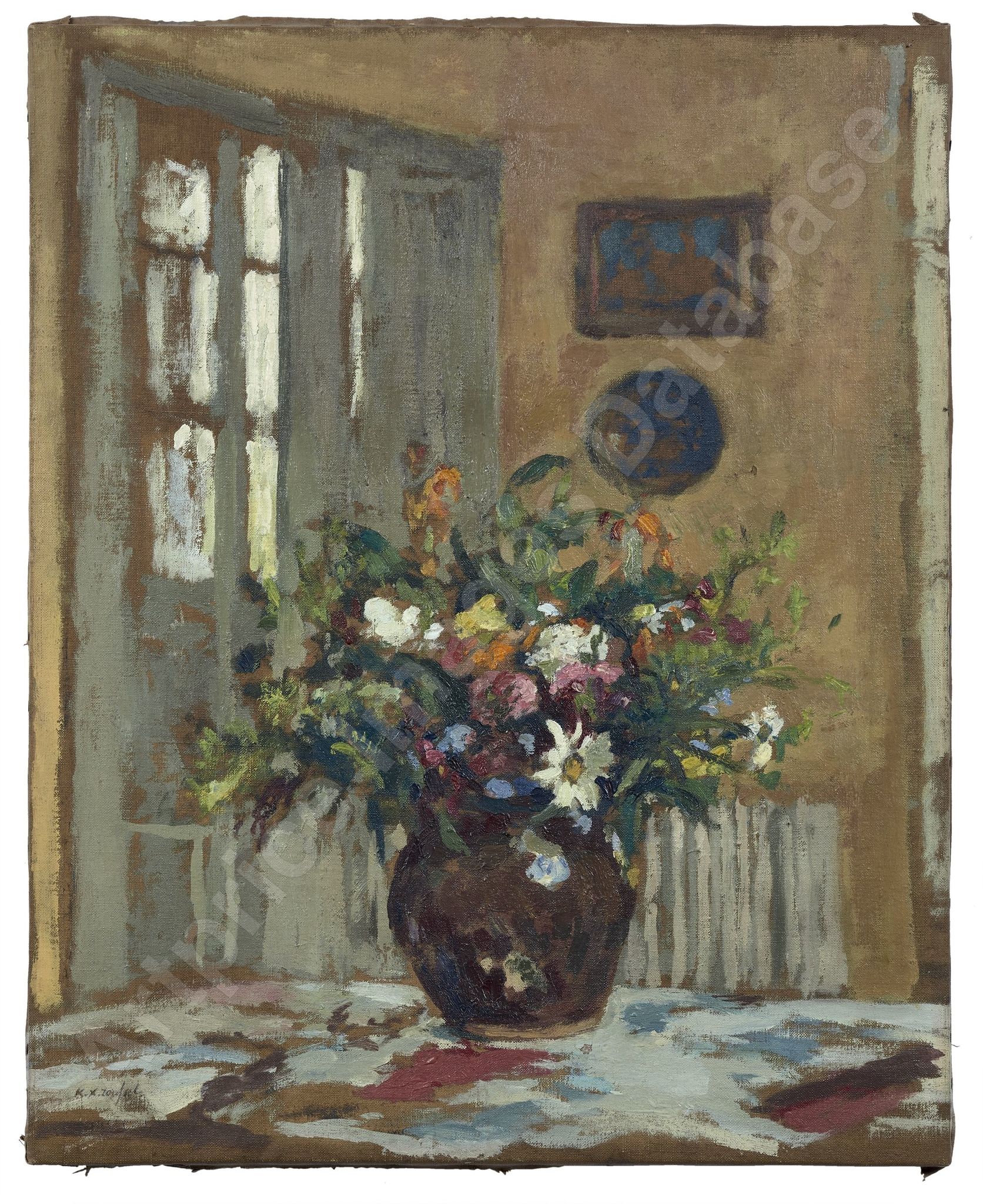 FVR - KXR - huile - interieur au bouquet de fleurs